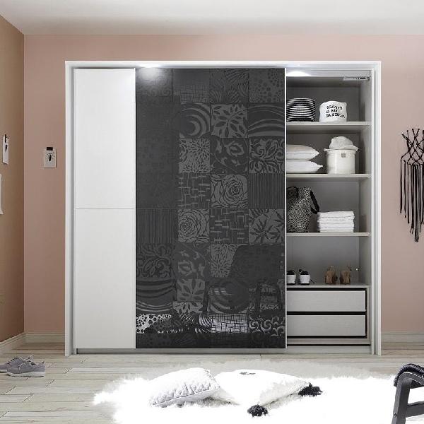 Armadio ante scorrevoli 220 cm bianco grigio xaos ultimo Armadio ante scorrevoli 220 cm bianco grigio xaos ultimo