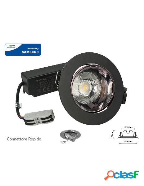 Faretto led cob da incasso 20w 6400k rotondo riflettore orientabile carcassa nera chip samsung sku-2120056 - v-tac