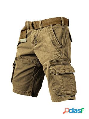 Mens outdoor vintage washed cotton washed multi-pocket tactical shorts