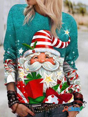 Womens Santa Print Long Sleeve Sweatshirt