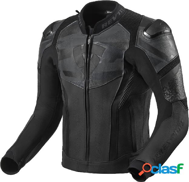 Giacca moto pelle e tessuto estiva revit hyperspeed air nero grigio