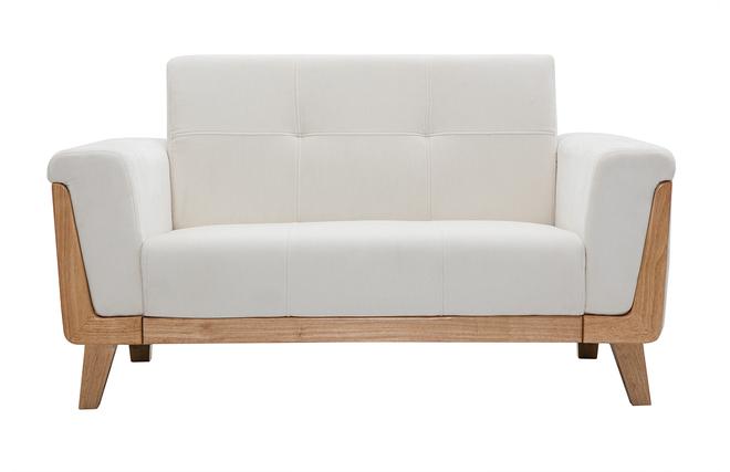 Divano scandinavo 2 posti bianco piedi legno fjord Divano scandinavo 2 posti bianco piedi legno fjord