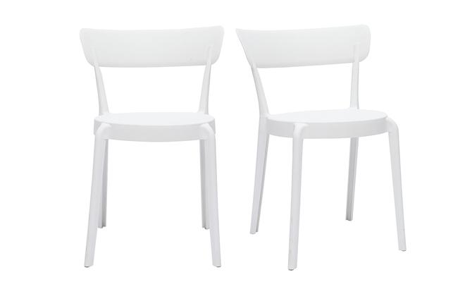 Sedie plastica bianca impilabili interno/esterno (set di 2) Sedie plastica bianca impilabili interno/esterno (set di 2)