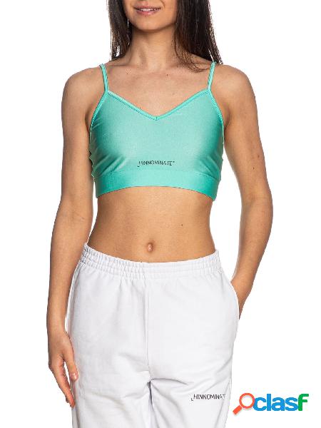 Hinnominate top cropped in lycra con logo verde menta Hinnominate top cropped in lycra con logo verde menta