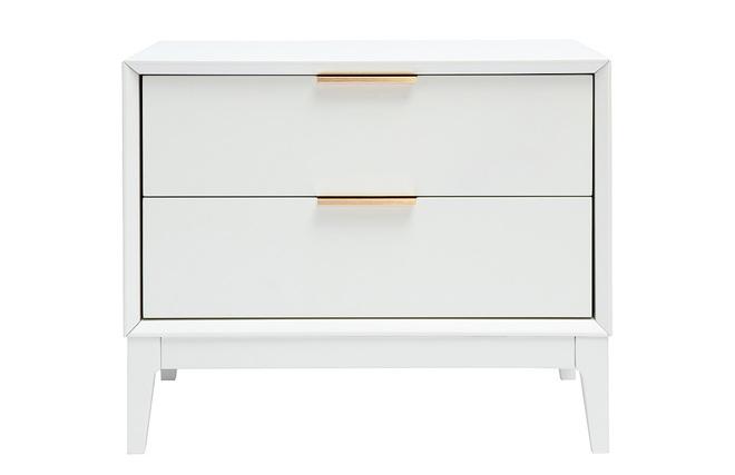 Comodino bianco opaco e metallo dorato con vani l60 cm giana Comodino bianco opaco e metallo dorato con vani l60 cm giana