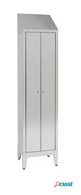 Armadietto per spogliatoio acciaio inox AISI 304 ad 1 posto a 2 ante cm. 50x40x215h