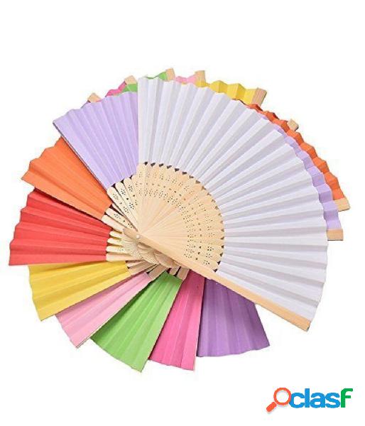 Trade shop - 12 ventaglio ventagli carta stock colorati bambu decorazioni matrimonio wedding