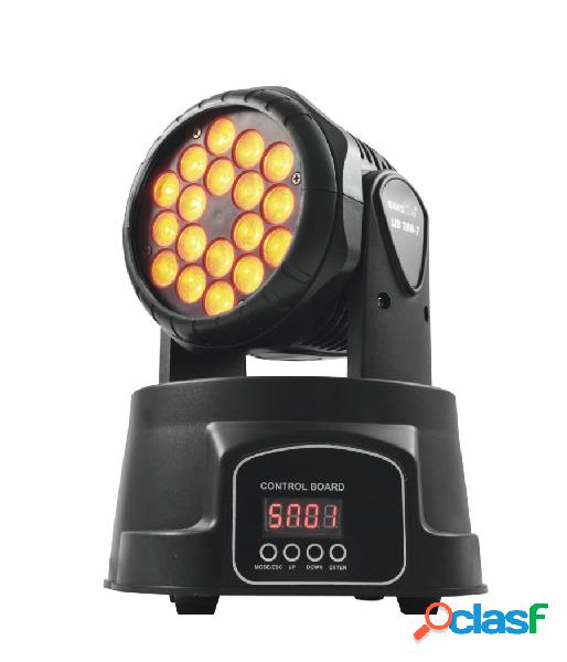 Trade shop - proiettore testa mobile rotante effetti luce discoteca dmx 512 rgb 18 led 52w