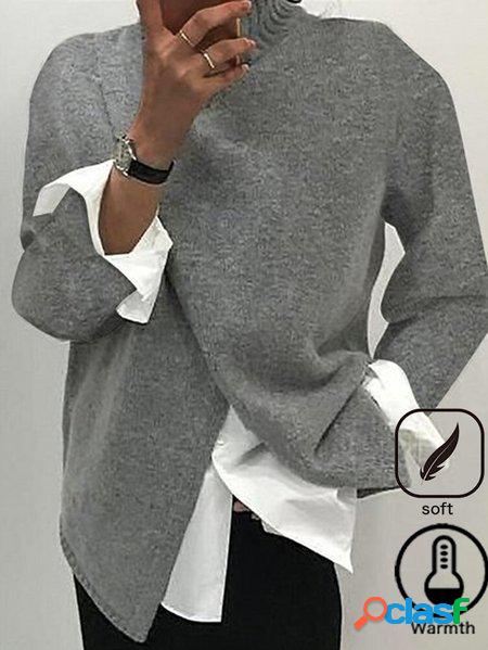 Casuale Sciolto dolcevita Filato/Lana Filato Maglione (camicia). non included）