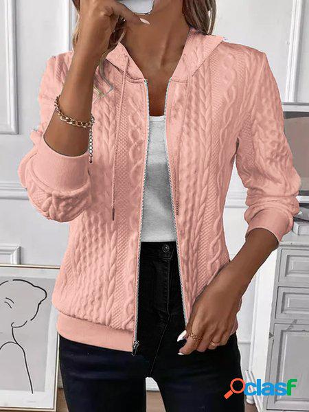 Felpa con cappuccio jacquard Cerniera Casuale Giacca