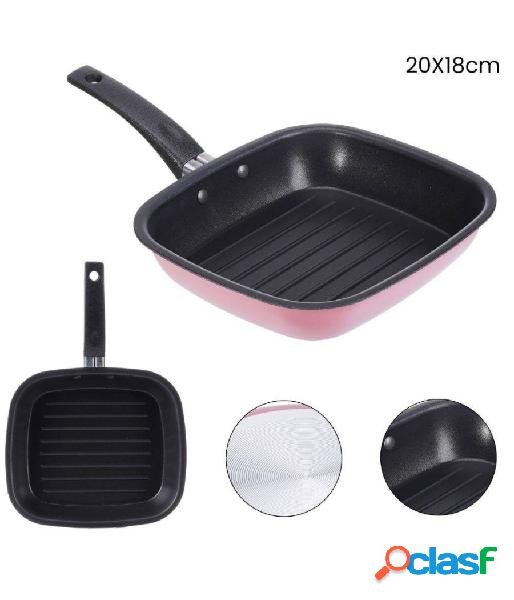 Trade shop - bistecchiera con manico piastra padella antiaderente accessori cucina cm 20x18 Trade shop - bistecchiera con manico piastra padella antiaderente accessori cucina cm 20x18