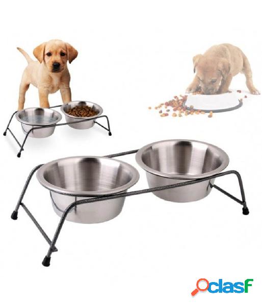Trade shop - doppia ciotola con supporto rialzato per cani cane gatto in acciaio alzaciotole alza ciotole antiscivolo Trade shop - doppia ciotola con supporto rialzato per cani cane gatto in acciaio alzaciotole alza ciotole antiscivolo