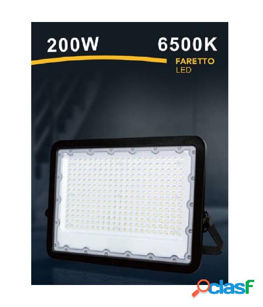 Trade shop - faro led 200 w ultra slim esterno nero ip65 luce fredda naturale calda fs200w-n -bianco freddo -