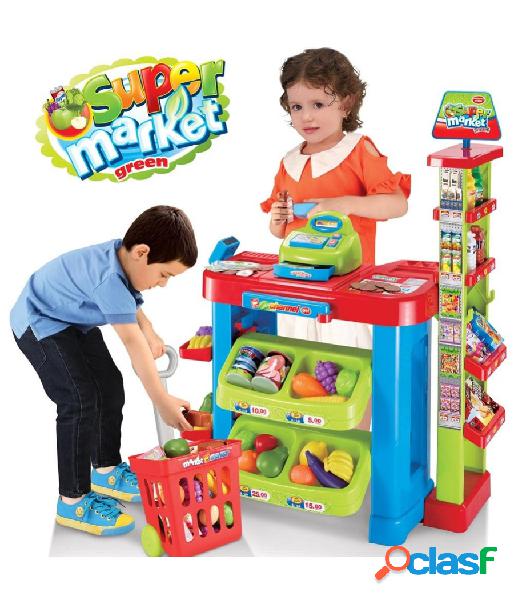 Trade shop - gioco supermarket negozio per bambini con registratore di cassa e trolley spesa