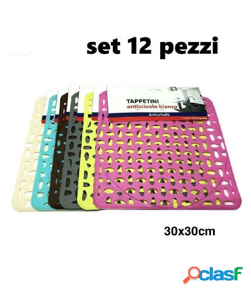 Trade Shop - Set 12 Pezzi Tappeto Tappetino Per Lavello In Gomma Antiscivolo Cucina 30x30cm
