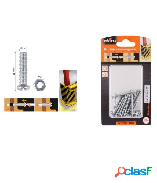 Trade shop - set 21 pz viti vite testa a croce tonda 3x35 mm con dadi dado esagonale m3 90957 Trade shop - set 21 pz viti vite testa a croce tonda 3x35 mm con dadi dado esagonale m3 90957