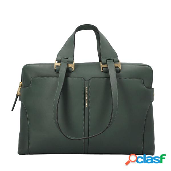 Cartella professionale donna piquadro in vera pelle, verde / tu