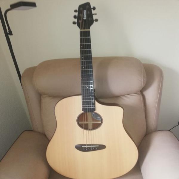 Guitarra acústica con forro, afinador digi...
